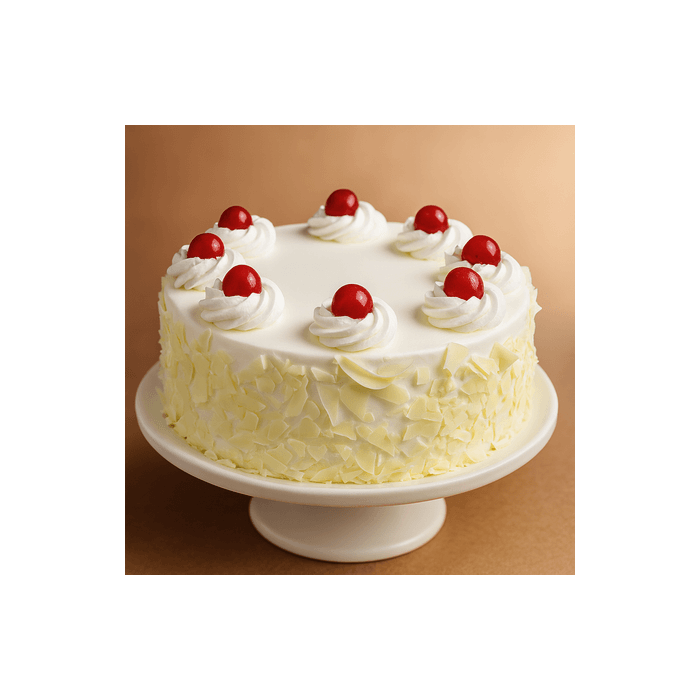 Eggless Creamy White Forest Cake with Cherry Half Kg