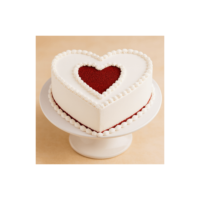 Delectable Red Velvet Heart Shaped  Cake Half Kg
