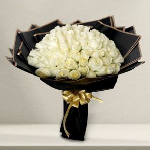 100 Pure Peaceful White Roses Bouquet