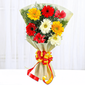 10 Colourful Gerberas Blooms Bouquet