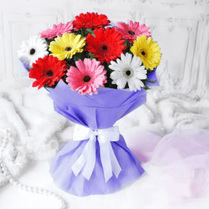 10 Elegant Mixed Gerberas Bunch
