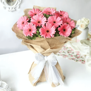 10 Pretty Pink Gerberas Bouquet