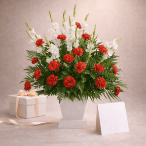 10 Red Carnation & 10 white Glads