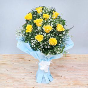 10 Posy Yellow Roses Bunch