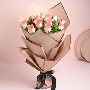 12 Affection Pink Roses Bouquet