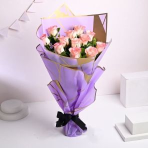 12 Exquisite Pink Roses Bouquet