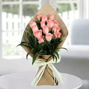 12 Pretty Pink Roses Bunch