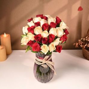 15 Red n 15 Peach Roses