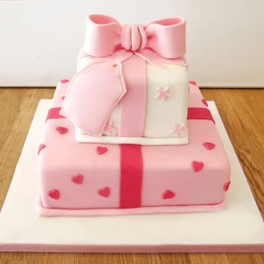 2 Tier Pink Gift Box Cake 3 Kg