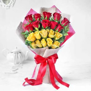 20 Red and Yellow Roses Exotic Bouquet