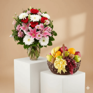 3 Kg Fresh Fruits and 20 Mix Flowers