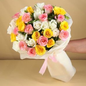 30 Mix Rainbow Rose Bouquet