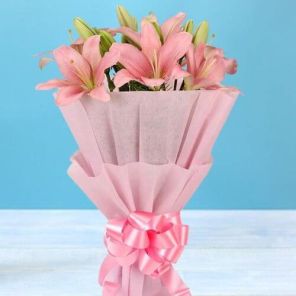 5 Sweet Pink Lilies Bouquet