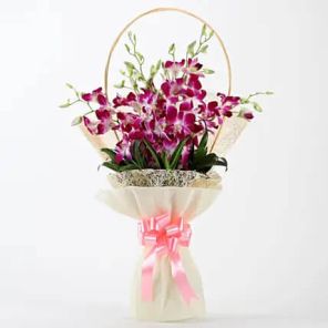 6 Legant Purple Orchids Bouquet