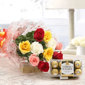 6 Mix Roses and Ferrero Rocher Combo