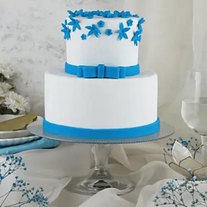 Blue Bow 2 Tier Truffle Cake 2 Kg