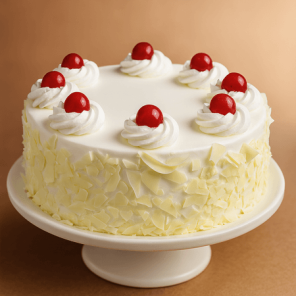 Eggless Creamy White Forest Cake with Cherry Half Kg