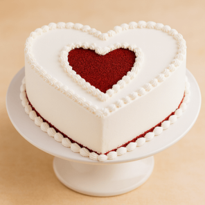 Delectable Red Velvet Heart Shaped  Cake Half Kg