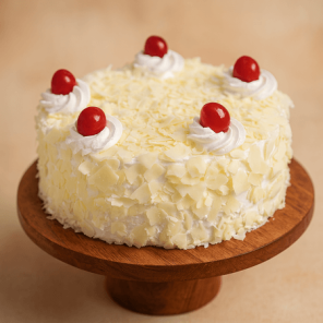 Eggless Delightful White Forest Cake Half Kg