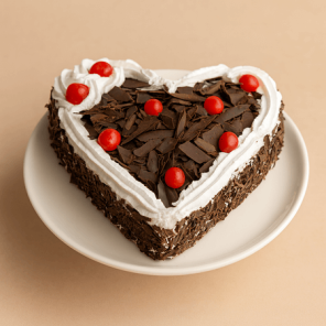 Eggless Half Kg Heart Shape Black Forest Cake