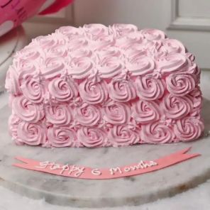 Half Rose Pink Floral Strawberry Cake