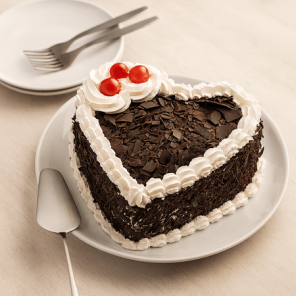 Eggless Heart-Beating Black Forest Heart Shaped Cake Half Kg