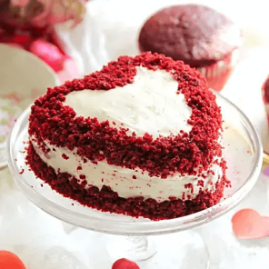 Red Velvet Heart Cream Anniversary Cake Half Kg