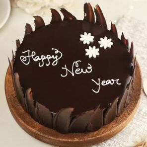 Round Delicious Chocolate New Year Cake